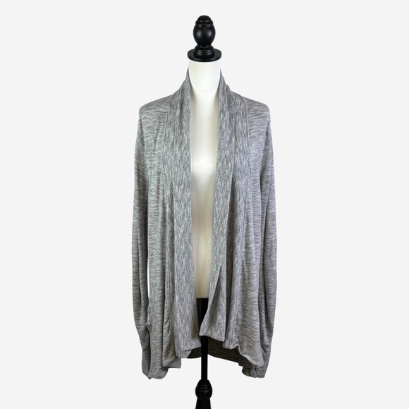 Athleta Long Sleeve Open Cardigan Marled Gray - Picture 3 of 13